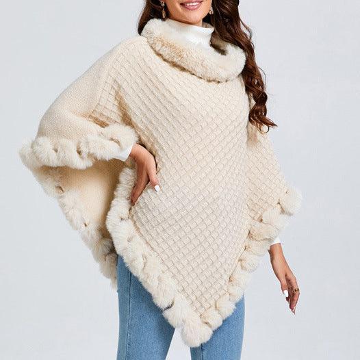 Rex Rabbit Fur Collar Shawl Cape Luxury Fur Cape Wraps Shawl Autumn Winter Fashion Graceful Cloak Outerwear Women Party Wedding Dress - JNR Products