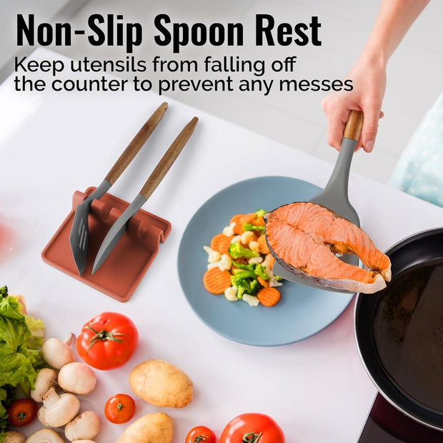 Zulay Silicone Utensil Rest with Drip Pad for Multiple Utensils BPA-Free Stove Top - Canyon Rose - JNR Products