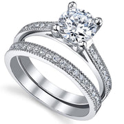 Metal Masters Women's 1.25 Ct Wedding Engagement Ring Set Sterling Silver 925 Round Cubic Zirconia - JNR Products