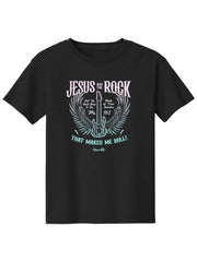 Blessed Girl Kids T-Shirt - Jesus Is The Rock - Black - Small - JNR Products