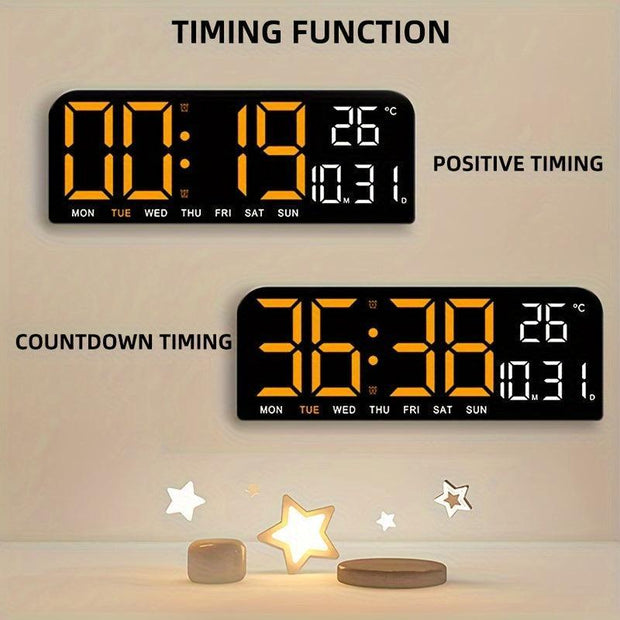 Luminous Large Screen LED Alarm Clock - Displays Week, Temperature, Humidity, and Timer - Perfect for Bedroom, Living Room, and Office Decoration with Modern Design - JNR Products