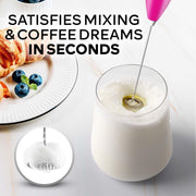 Zulay Kitchen Milk Frother with Stand Handheld Electric Whisk for Coffee Latte and Matcha Beaming Pink - JNR Products