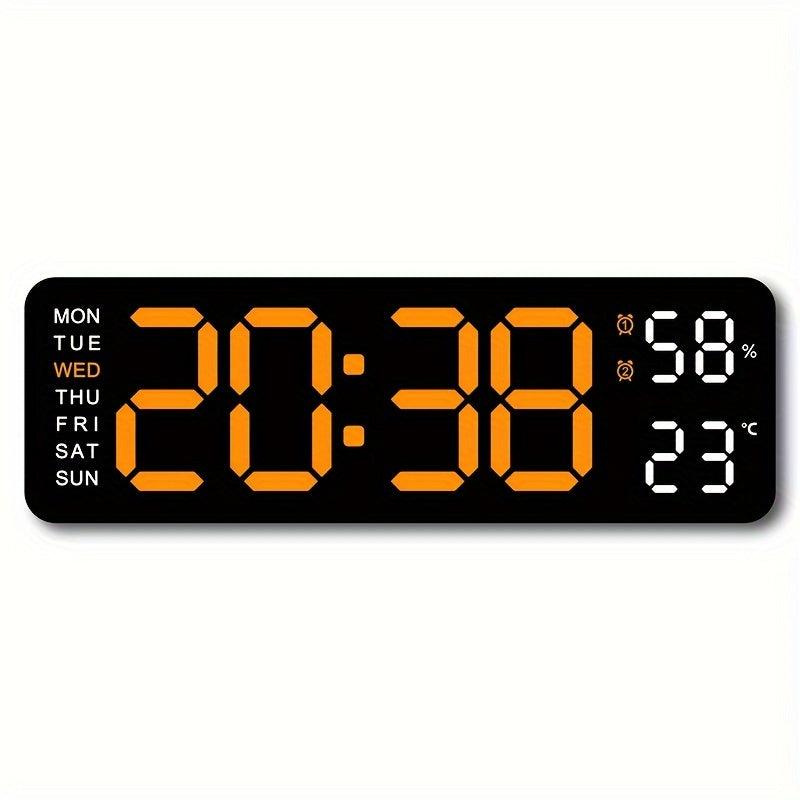 Luminous Large Screen LED Alarm Clock - Displays Week, Temperature, Humidity, and Timer - Perfect for Bedroom, Living Room, and Office Decoration with Modern Design - JNR Products