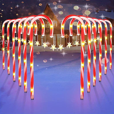 Solar-Powered Candy Cane Christmas Lights, 18in Outdoor Decorative String with 8 Modes - Perfect for Lawn, Yard, Garden & Xmas Tree, Christmas Decor - JNR Products