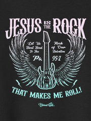 Blessed Girl Kids T-Shirt - Jesus Is The Rock - Black - Small - JNR Products