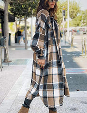 Fantaslook Flannel Shirts for Women Button Up Plaid Shirt Long Pocketed Shacket Jacket Coat - JNR Products