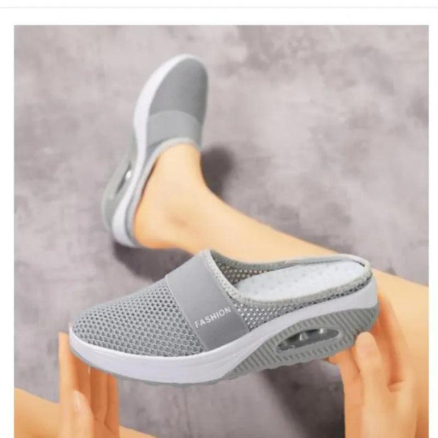 Women Walking Shoes Air Cushion Slip-On Orthopedic Diabetic Ladies Platform Mules Mesh Lightweight Slipper Wedge Female Sneaker - JNR Products