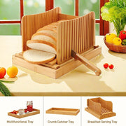 LUCKDEER Bamboo Bread Slicer for Homemade Bread, 3 Different Thicknesses Bread Slicer Guide with Sturdy Crumb Tray,for Bread, Cakes, Bagels - JNR Products