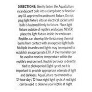 Aqua Culture Daylight Bulb Incandescent Reptile Lighting, 75 Watt - JNR Products