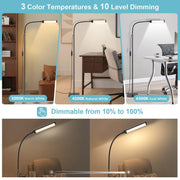 SERBASIC Adjustable LED Floor Lamps for Living Room, Bedroom and Office, Modern Dimmable Tall Standing Reading Lamp with 3 Color Temperature and 10 Brightness Levels - JNR Products