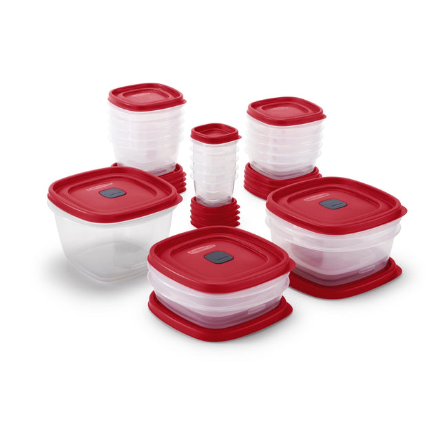 Rubbermaid EasyFindLids 40 Piece Food Storage Containers with Vented Lids Variety Set, Red - JNR Products