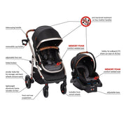 Travel System, Black & Gold, Toddler, Unisex - JNR Products