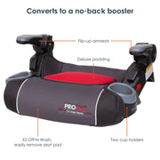 Folding High Back Booster Car Seat - Mars Red - Red - JNR Products