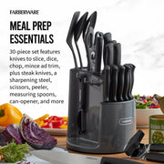 Farberware Classic 30-Piece Spin-N-Store Rotating Carousel Stainless Steel Knife Set and Tool Set Gray - JNR Products