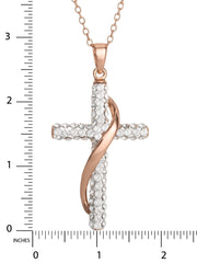 Brilliance Fine Jewelry Women's Sterling Silver 14KT Gold Plated Crystal Cross Pendant Necklace, 18" chain - JNR Products