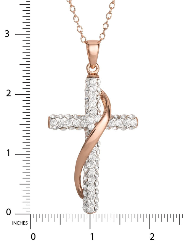 Brilliance Fine Jewelry Women's Sterling Silver 14KT Gold Plated Crystal Cross Pendant Necklace, 18" chain - JNR Products