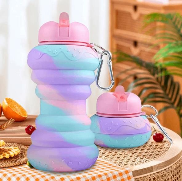 600ML Silicone Sport Bottle Foldable Food-grade Drinking Water Bottle