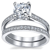 Metal Masters Women's 1.25 Ct Wedding Engagement Ring Set Sterling Silver 925 Round Cubic Zirconia - JNR Products