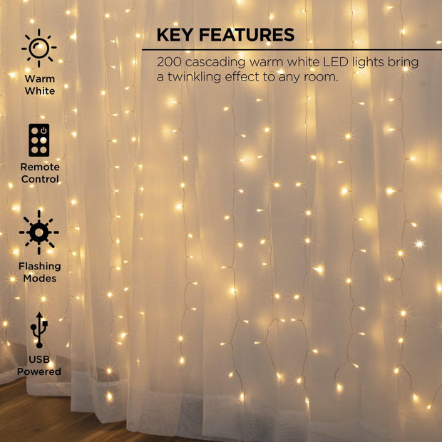 Merkury Innovations Indoor USB Powered Remote Control, 3 Flashing Modes LEDs Curtain Lights - JNR Products