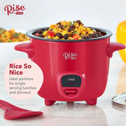 Rise By Dash Mini Rice Cooker Steamer with Removable Non-Stick Pot, Keep Warm Function & Recipe Guide, 2 Cups, for Soups, Stews, Grains & Oatmeal - Red - JNR Products