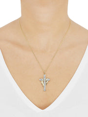 Brilliance Fine Jewelry Crystals Cross Pendant in Sterling Silver and 18K Gold Plate,18" - JNR Products