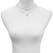 Time and Tru Women's Silver Tone Cross Pendant and Simulated Pearl Layered Necklace Set, 2-Piece - JNR Products