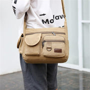 Men Canvas Handbag Vintage Water Resistant Waxed Crossbody Bags Briefcase Padded Shoulder Bag For Male green - JNR Products