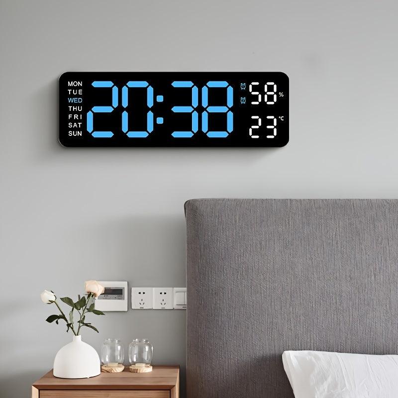 Luminous Large Screen LED Alarm Clock - Displays Week, Temperature, Humidity, and Timer - Perfect for Bedroom, Living Room, and Office Decoration with Modern Design - JNR Products