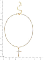 Jessica Simpson Gold Tone Crystal CZ Cross Necklace - JNR Products