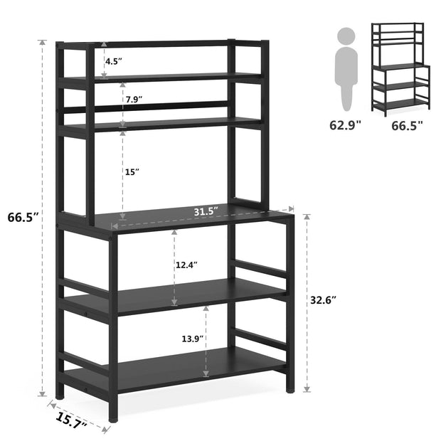 5-Tier Kitchen Bakers Rack Utility Storage Shelf Microwave Oven Stand, Industrial Microwave Cart Kitchen Stand with Hutch - JNR Products