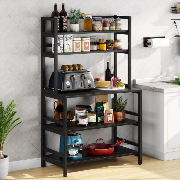 5-Tier Kitchen Bakers Rack Utility Storage Shelf Microwave Oven Stand, Industrial Microwave Cart Kitchen Stand with Hutch - JNR Products