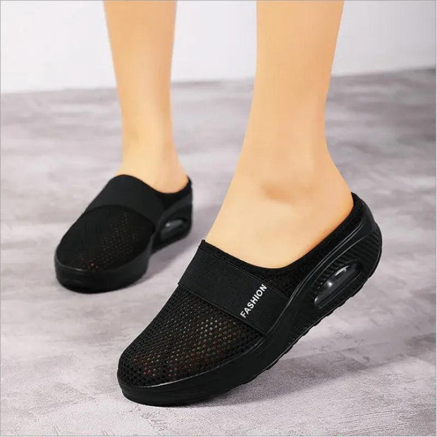 Women Walking Shoes Air Cushion Slip-On Orthopedic Diabetic Ladies Platform Mules Mesh Lightweight Slipper Wedge Female Sneaker - JNR Products