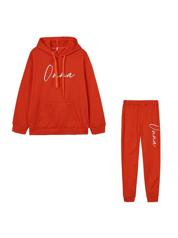 Cindysus Women Casual Sweatsuit Letter Print Playsuit 2 Piece Outfit Sweatshirt and Sweatpants Loose Fit Jogger Set Orange M - JNR Products