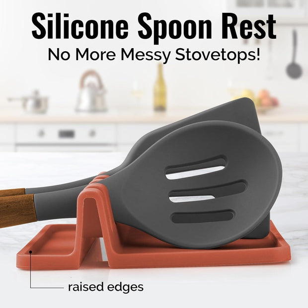 Zulay Silicone Utensil Rest with Drip Pad for Multiple Utensils BPA-Free Stove Top - Canyon Rose - JNR Products