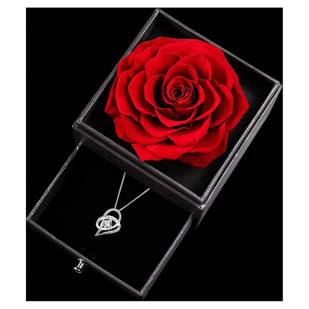 Mothers Day Gifts for Mom, Preserved Real Rose with 925 Sterling Silver Love Necklace, Eternal Rose Flower with Jewelry Storage Box, Gifts for Her - JNR Products