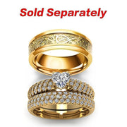 1pcs Gold Couple Rings Women Exquisite Rhinestones Zirconia Rings Trendy Men Stainless Steel Ring Fashion Jewelry For Lover Gifts - JNR Products