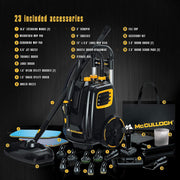 McCulloch MC1385 Deluxe Canister Steam Cleaner with 23 Accessories, Chemical-Free Pressurized Cleaning for Most Floors, Counters, Appliances, Windows, Autos, and More, 1-(Pack), Black - JNR Products