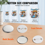 BENTISM 1.25" 32mm Button Badge Parts Supplies for Button Maker Machine 500 Sets - JNR Products