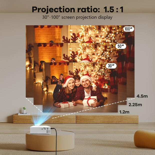 Portable 4K HD Mini Projector with Remote Control - Brightness 3000+ Lumens, 3D Support, USB Powered, Ideal for Home Theater, Camping, and Office Use, Christmas Gift, Built-in Speaker - JNR Products