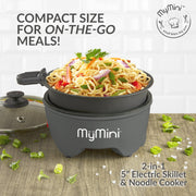 MyMini 5-inch Noodle Cooker & Skillet Electric Hot Pot, Blackberry (3.7" x 5.25", 1.25 Lb) - JNR Products