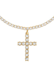 Jessica Simpson Gold Tone Crystal CZ Cross Necklace - JNR Products