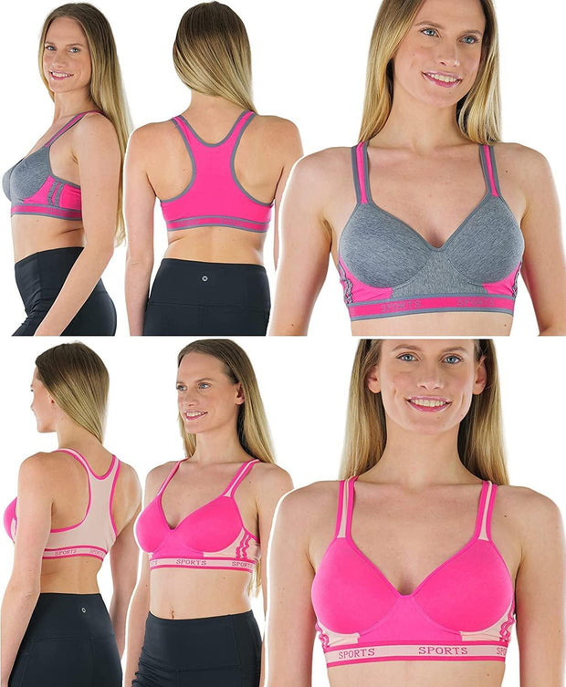 ToBeInStyle Women's Pack of 6 Random Assorted Print Sports Bras - Assorted Colors - Size 40B - JNR Products