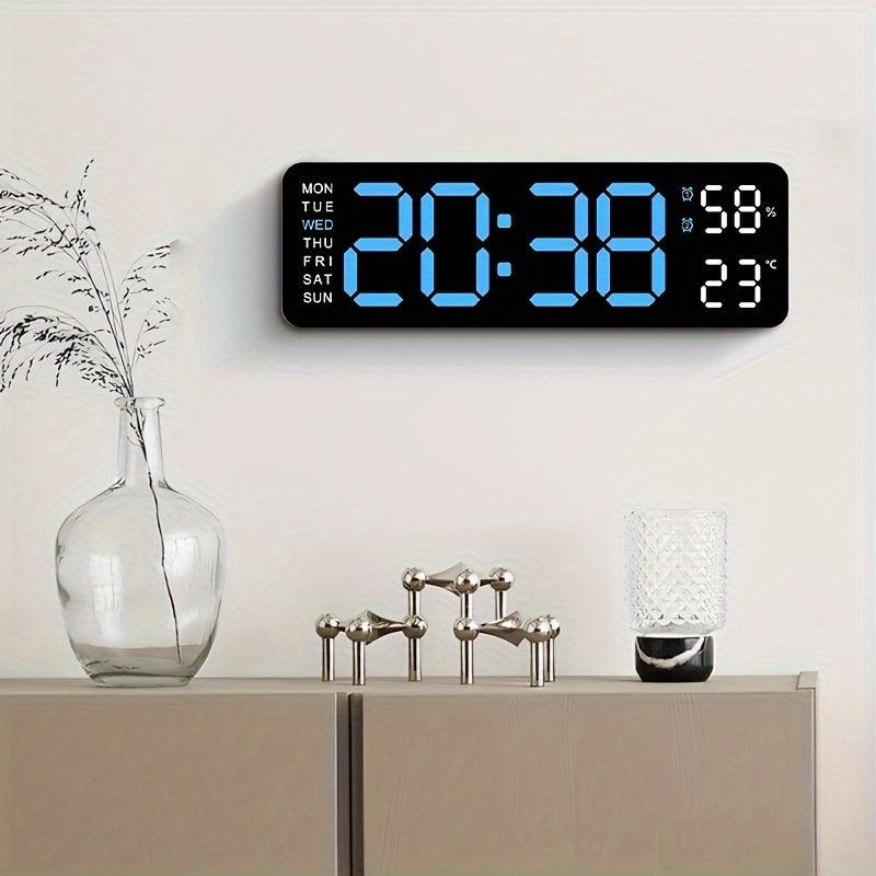 Luminous Large Screen LED Alarm Clock - Displays Week, Temperature, Humidity, and Timer - Perfect for Bedroom, Living Room, and Office Decoration with Modern Design - JNR Products