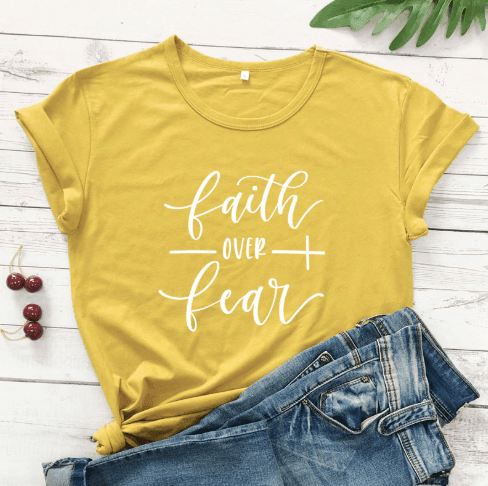 Faith Over Fear Christian T-Shirt Religion Clothing For Women Faith Shirt - JNR Products