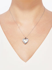 Brilliance Fine Jewelry Sterling Silver "I Love You" and Painted Rose Heart Locket Necklace, 18" - JNR Products