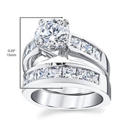 Metal Masters Women's Sterling Silver Bridal Set 2ct. Engagement Wedding Ring Round Princess-Cut Cubic Zirconia - JNR Products