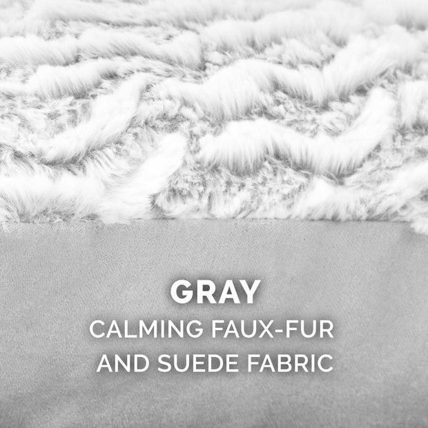 FurHaven Pet Products Embossed Faux Fur & Suede Orthopedic Pillow Top Mattress Pet Bed for Dogs & Cats - Gray, Large - JNR Products