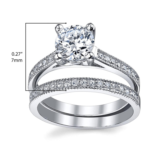 Metal Masters Women's 1.25 Ct Wedding Engagement Ring Set Sterling Silver 925 Round Cubic Zirconia - JNR Products