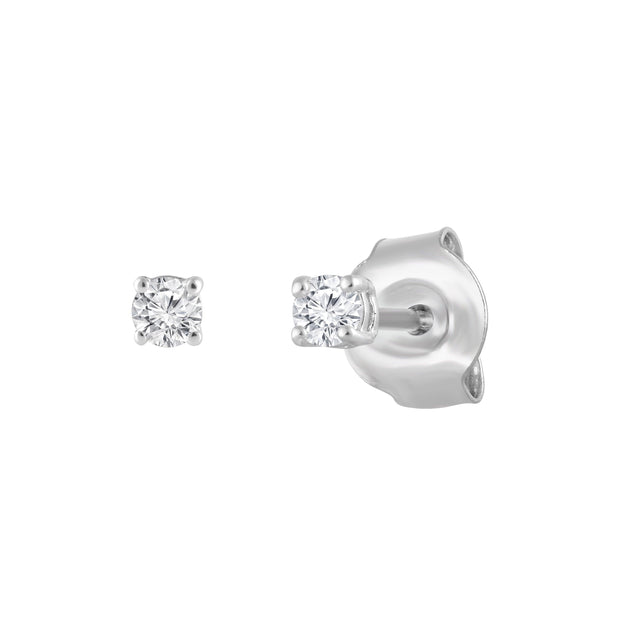 Unique Moments 1/10 Ct Round Lab Grown Diamond Stud Earrings in 10K White Gold for Women (J-SI-I1) - JNR Products