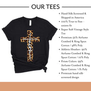 Love in Faith | Faith Cross Short Sleeve | Black Leopard | Christian T-Shirts for Women | Faith Based Apparel |Christian Gifts - JNR Products